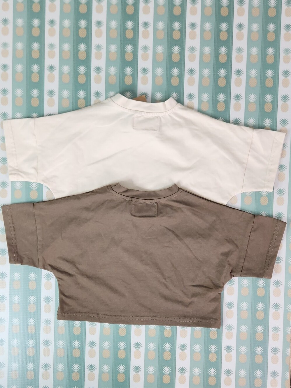 Eorthe Short Sleeve Crop Tee - Cream & Taupe